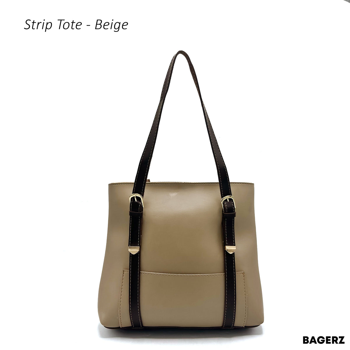 Strip Tote - Beige