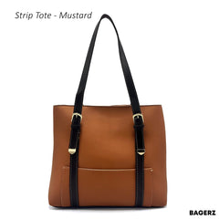 Strip Tote - Mustard Brown