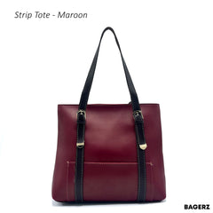 Strip Tote - Maroon